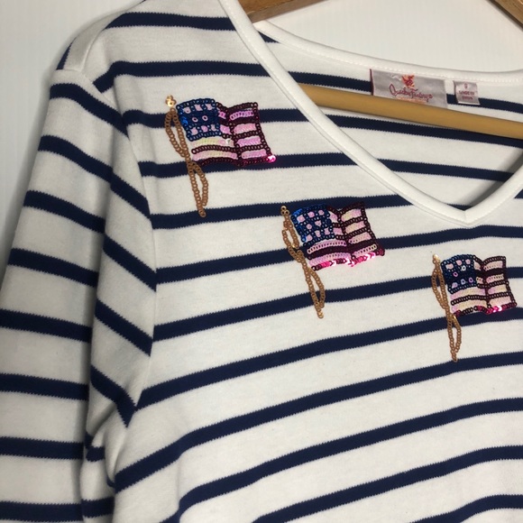 Quacker Factory American Flag Sequins Stripes Small - Picture 2 of 8